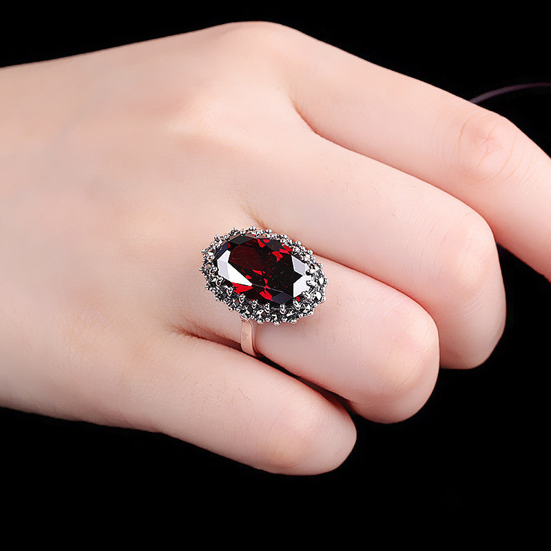 Elegant Garnet Oval Ring for Modern Women