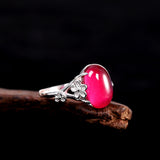 Sterling Silver Blossom Ruby Ring - Timeless Elegance