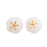 Jade Flower Gold Studs - Elegant Women's Earrings