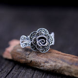 925 Silver Rose Marcasite Ring - Women's Elegant Gift