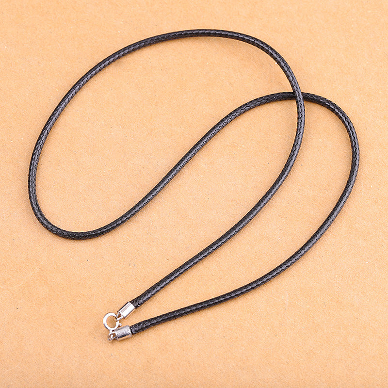 Men's Braided Leather Necklace with Silver Clasp