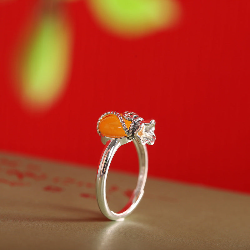 Sterling Silver Honey Charm Ring - Elegant Gift