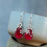 Ruby Blossom Sterling Silver Drop Earrings - Women's Accessories