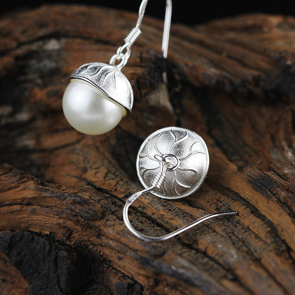 Elegant S925 Silver Pearl Drop Earrings