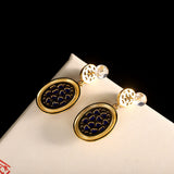 Gold-Plated Lapis Lazuli Oval Earrings - Elegance