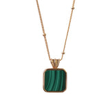 Malachite Gold-Plated Pendant Necklace for Elegant Women