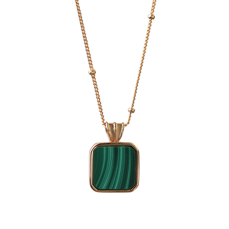 Malachite Gold-Plated Pendant Necklace for Elegant Women