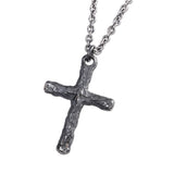 Rustic Textured Sterling Silver Cross Necklace - Unisex