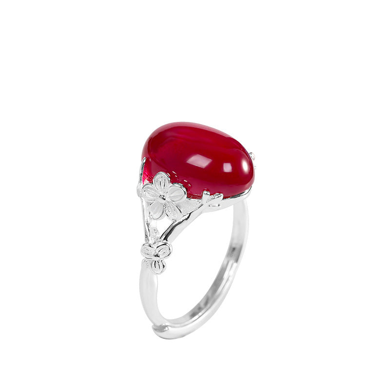 Sterling Silver Blossom Ruby Ring - Timeless Elegance