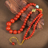 Red Agate Beaded Necklace with Charms -  Edition