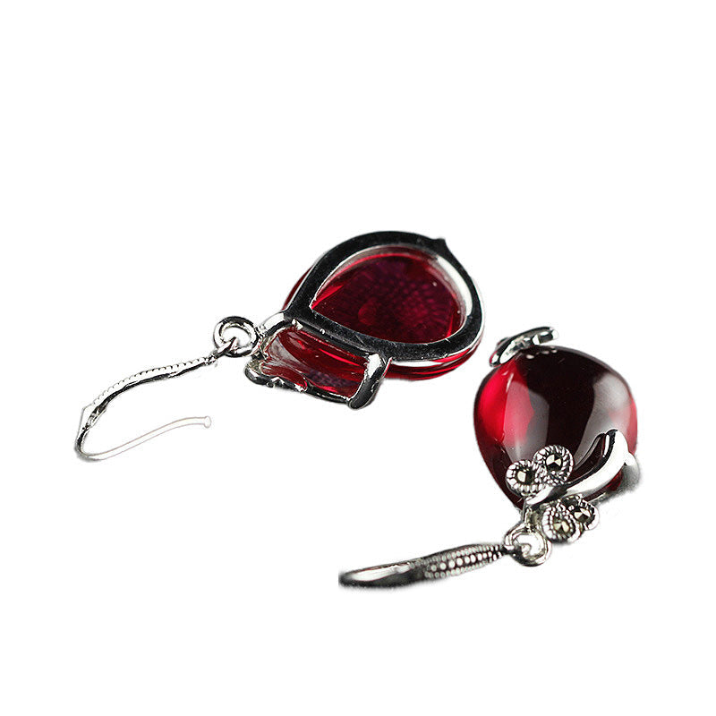 Sterling Silver Ruby Teardrop Earrings for Elegance