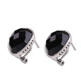 Faceted Black Onyx Clip Earrings for Elegant Women