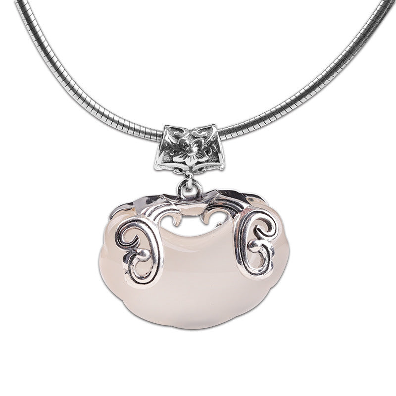 White Jade Elegance S925 Pendant Necklace -