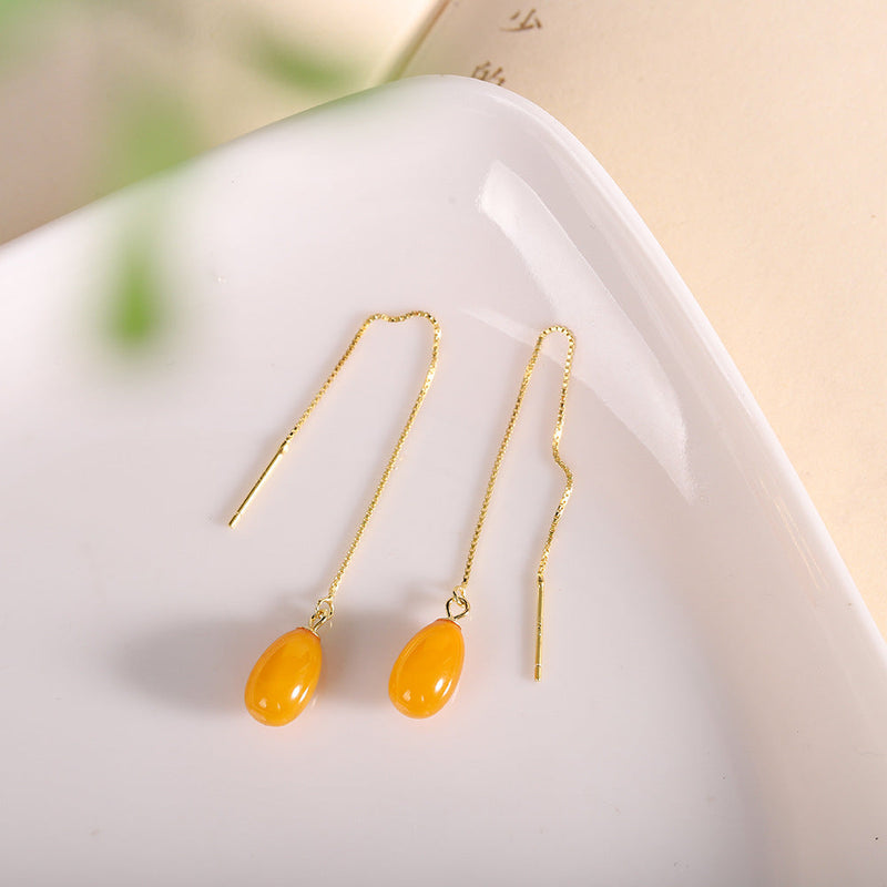 Golden Honey Teardrop Earrings for Elegant Women