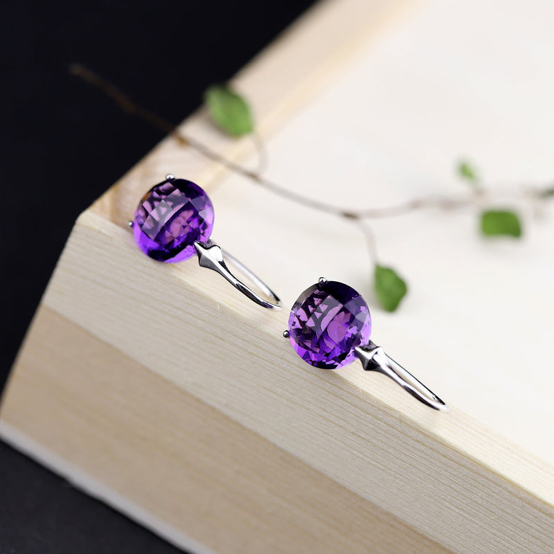 S925 Silver Amethyst Teardrop Earrings for Women