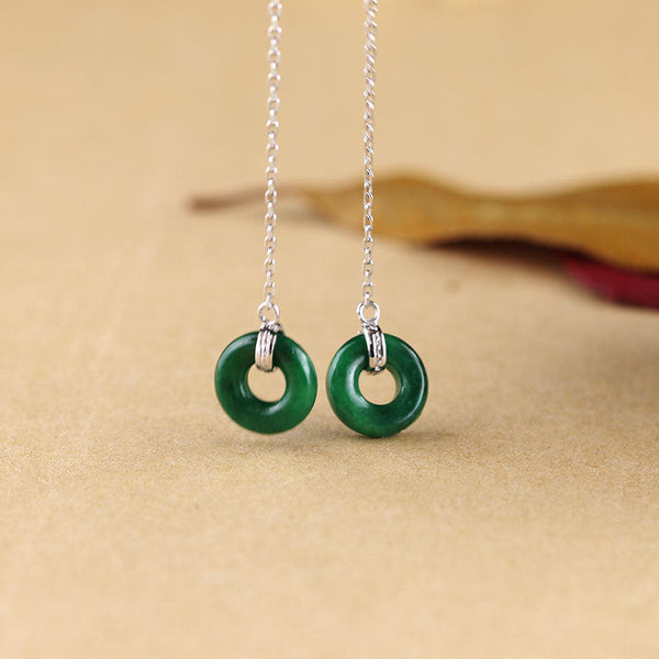 Emerald Jade Circle Pendant Necklace for Women