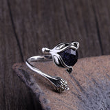 Sterling Silver Fox Gemstone Rings for Women