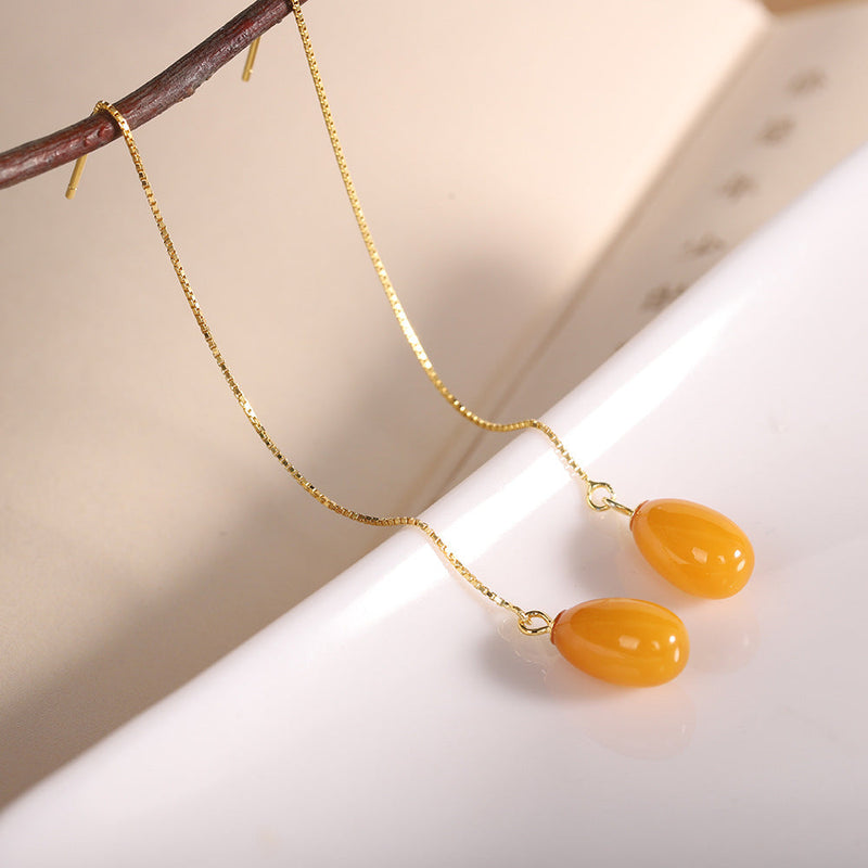 Golden Honey Teardrop Earrings for Elegant Women