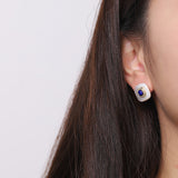 Lapis Lazuli & Pearl Gold Stud Earrings - ED0624