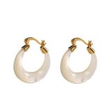 Gold-Plated Mother of Pearl Hoop Earrings