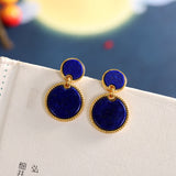 Lapis Lazuli Gold Circle Earrings for Elegance