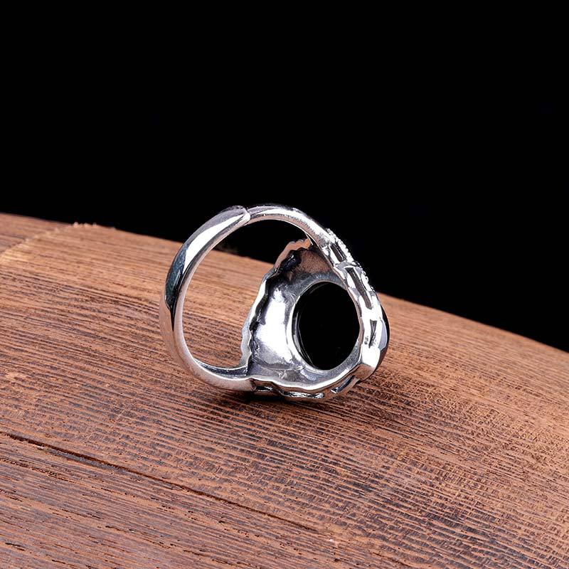 Vintage Black Onyx Sterling Silver Statement Ring