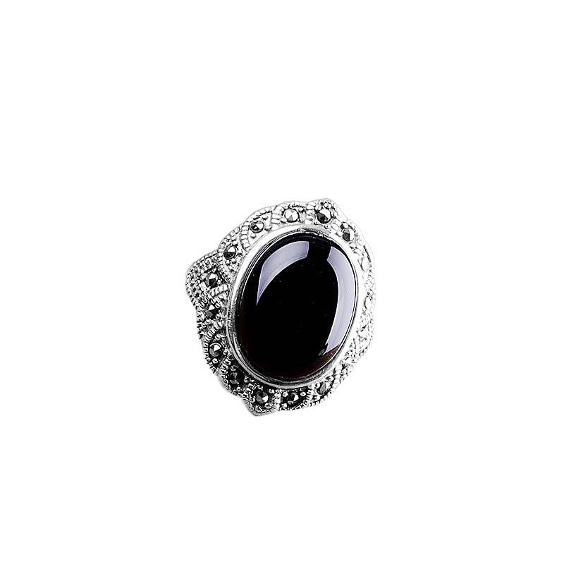 Vintage Black Onyx Sterling Silver Statement Ring