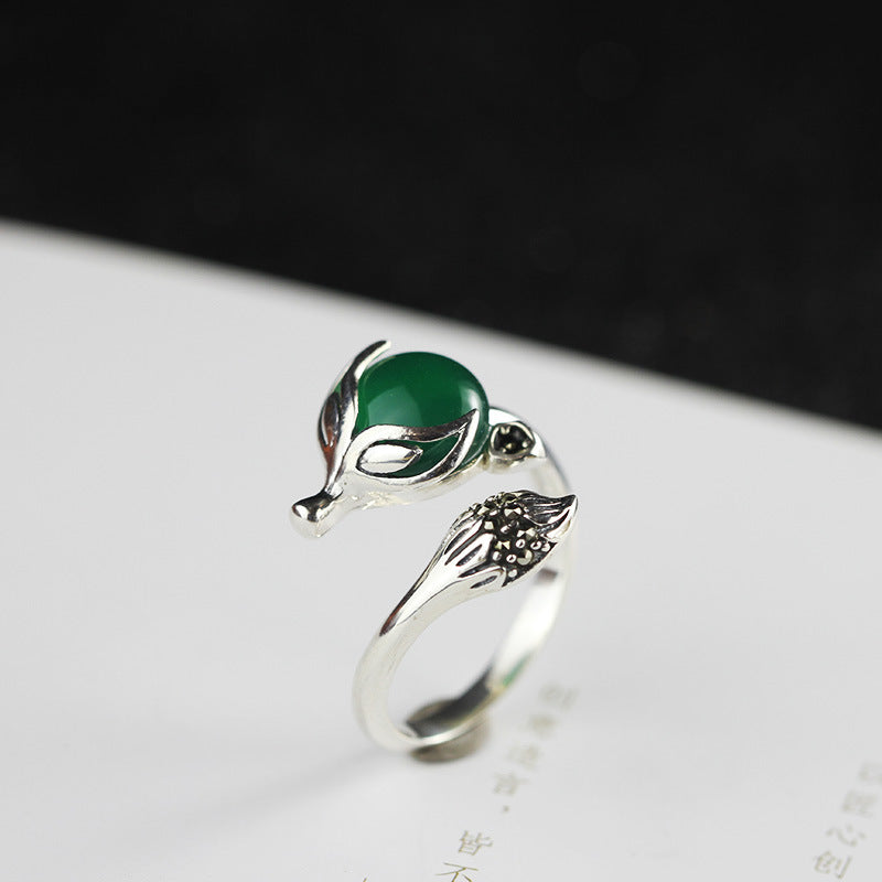 Sterling Silver Fox Gemstone Rings for Women