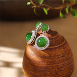 Jade and Diamond Sterling Silver Earrings - Elegant