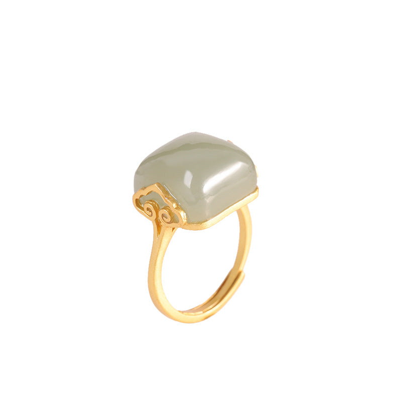 Golden Jade Serenity Ring for Elegant Women