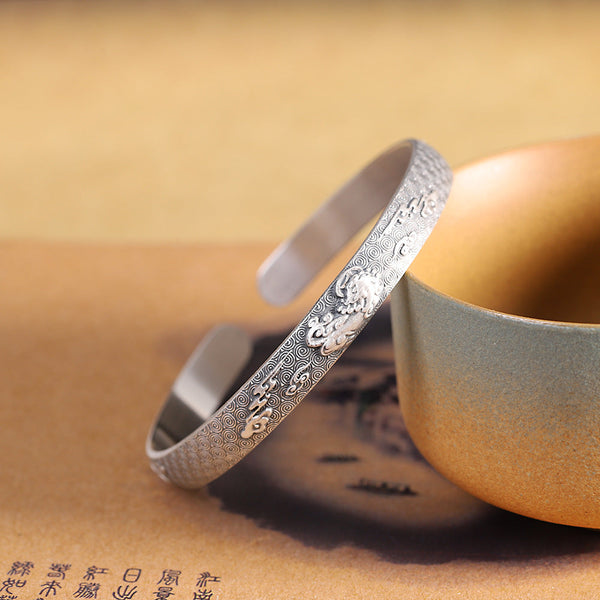 Handcrafted 99% Silver Lotus Cuff Bracelet