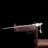 S925 Silver Jade Blossom Hairpin - Vintage Elegance