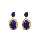 Gold-Plated Lapis Lazuli Oval Earrings - Elegance