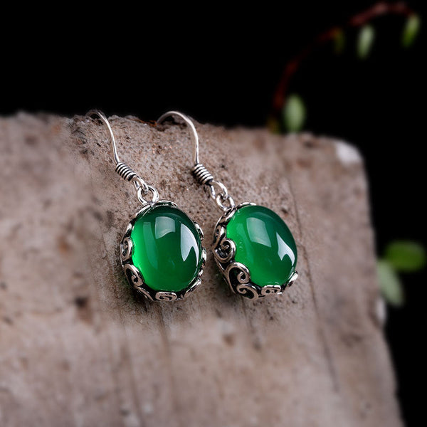 Elegant Emerald Green Jade Earrings for Women