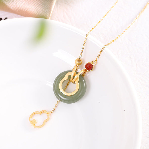 Elegant Gold Jade Pendant Necklace for Modern Women