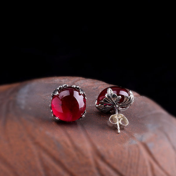 Sterling Silver Red Agate Earrings - Vintage Elegance