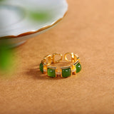 Emerald Jade Gold-Plated Elegant Women's Ring