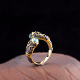 Vintage Gold-Plated Emerald Accent Women's Ring - JZ