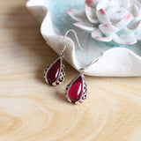 Elegant Ruby Teardrop Earrings in Sterling Silver