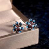 Artisan Blue Lotus Sterling Silver Jewelry Set