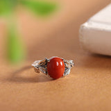 Vintage Silver Ring with Bold Red Garnet