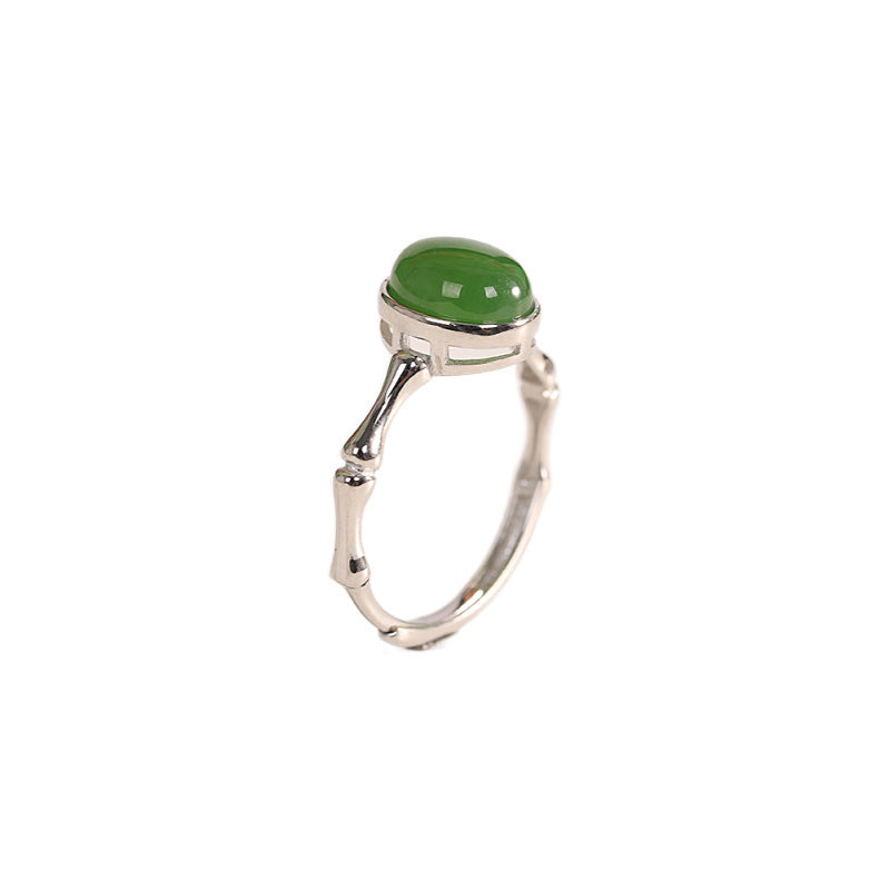 Elegant Jade Oval Rings - Gold & Silver Duo