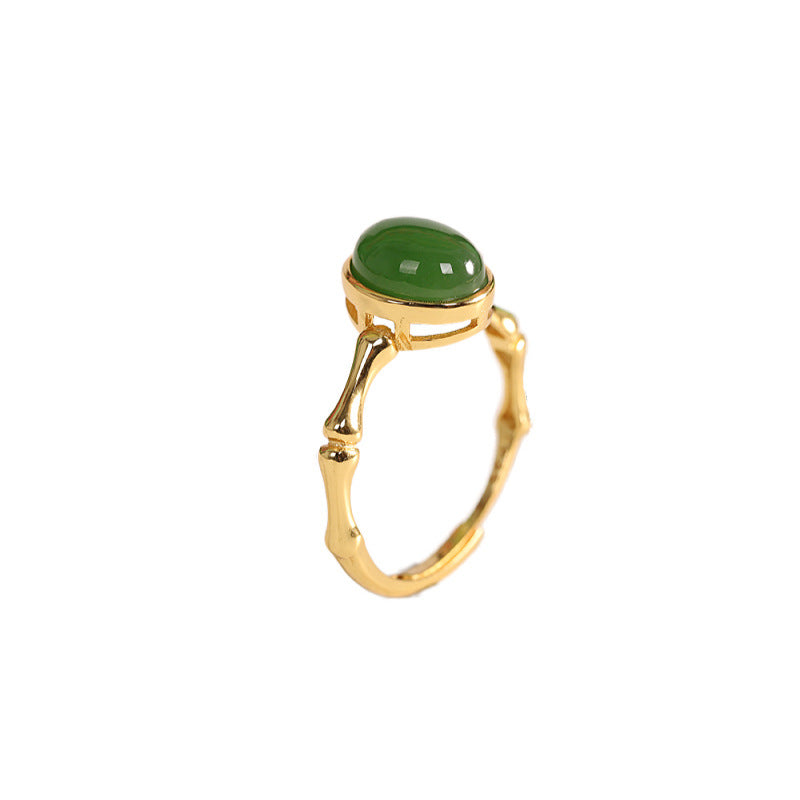 Elegant Jade Oval Rings - Gold & Silver Duo