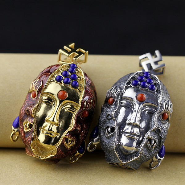 Buddha-Inspired Dual-Tone Men's Pendant - DZ