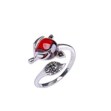 Sterling Silver Fox Gemstone Rings for Women