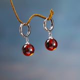 Red Amber Drop Earrings for Elegant Women