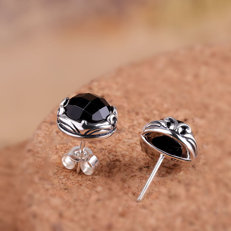 Sterling Silver Onyx Earrings for Women,