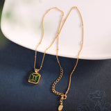 Malachite Gold-Plated Pendant Necklace for Elegant Women