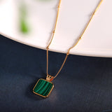 Malachite Gold-Plated Pendant Necklace for Elegant Women