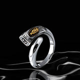 S925 Silver Ring with Golden Lion Emblem